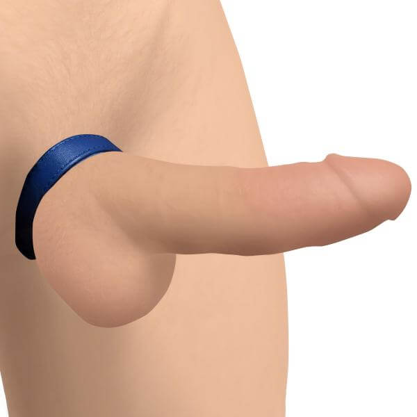 Velcro Leather Cock Ring Strict Cock Gear Adjustable Blue
