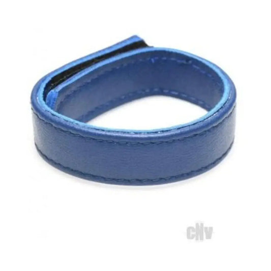 Velcro Leather Cock Ring Strict Cock Gear Adjustable Blue