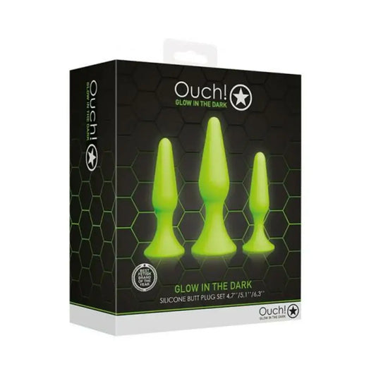 Glow In The Dark Silicone Butt Plugs 3 Piece Set Ouch!