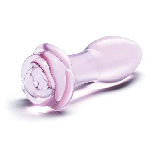 Rosebud Glass Butt Plug Tapered Tip Anal Plug Glas 5 In. Pink