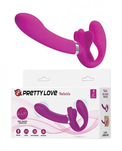 Vibrating Strapless Strap On Dildo Pretty Love Valerie Fuchsia
