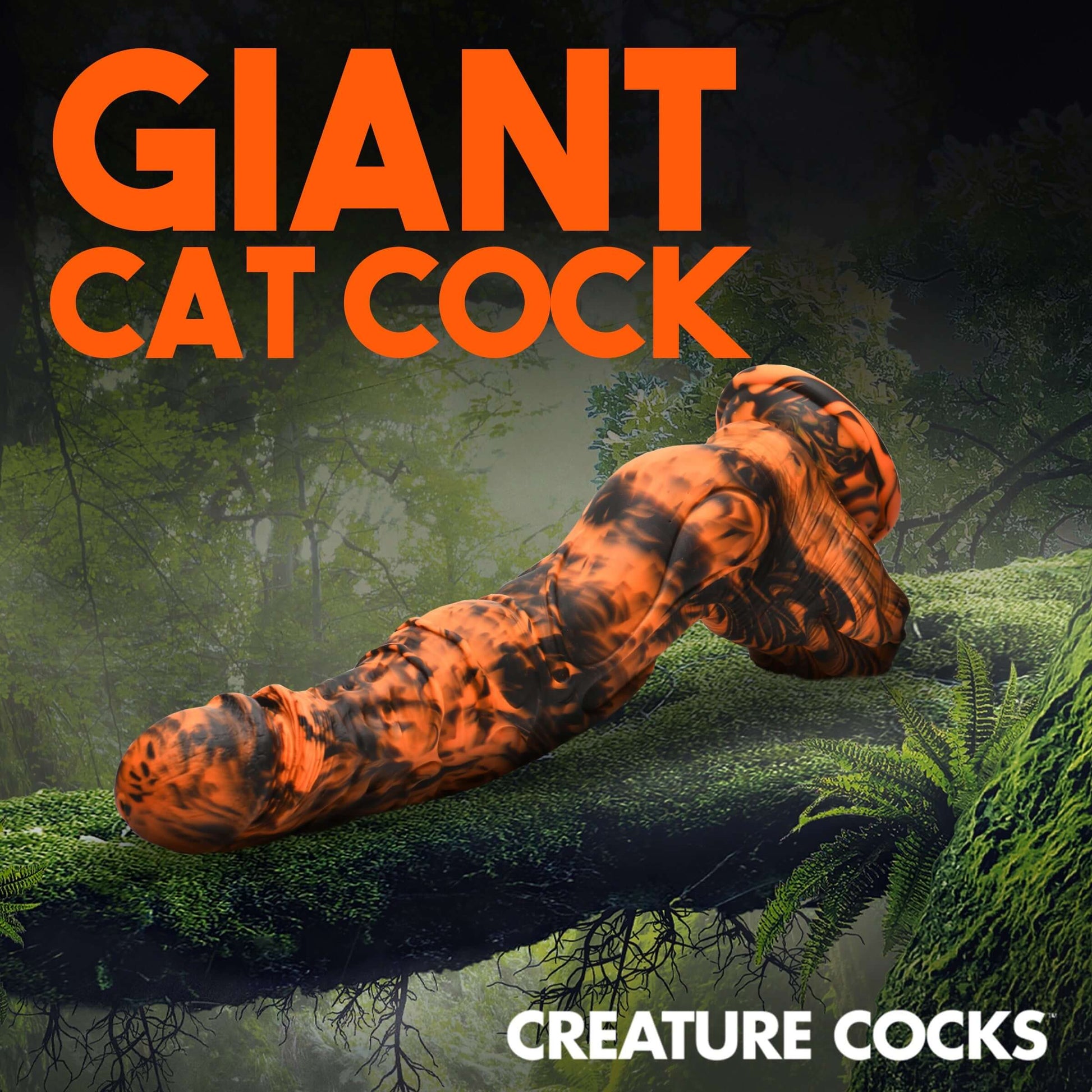 Creature Cocks Sabretooth Silicone HUGE Dildo With Suction Cup Orange/Black