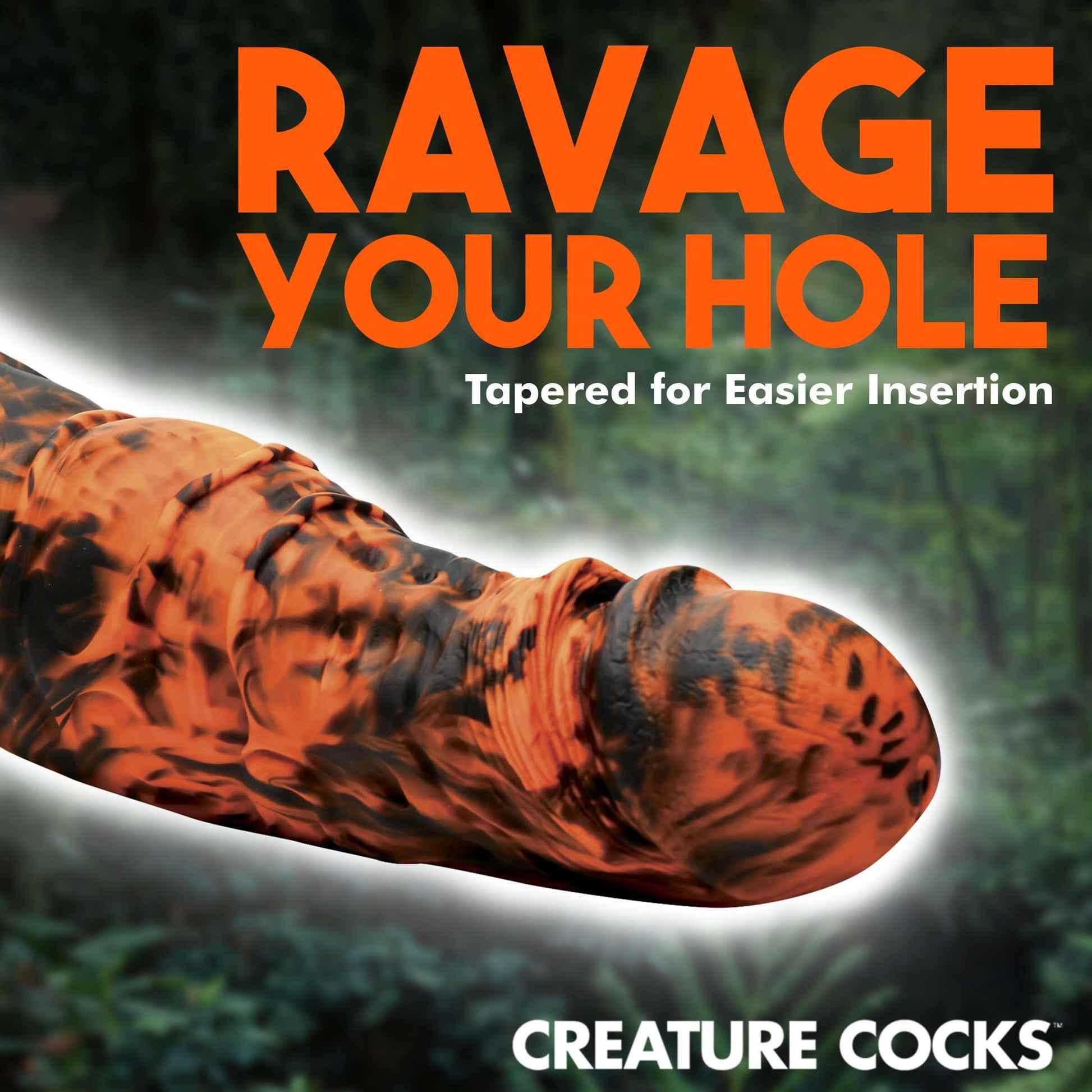 Creature Cocks Sabretooth Silicone HUGE Dildo With Suction Cup Orange/Black