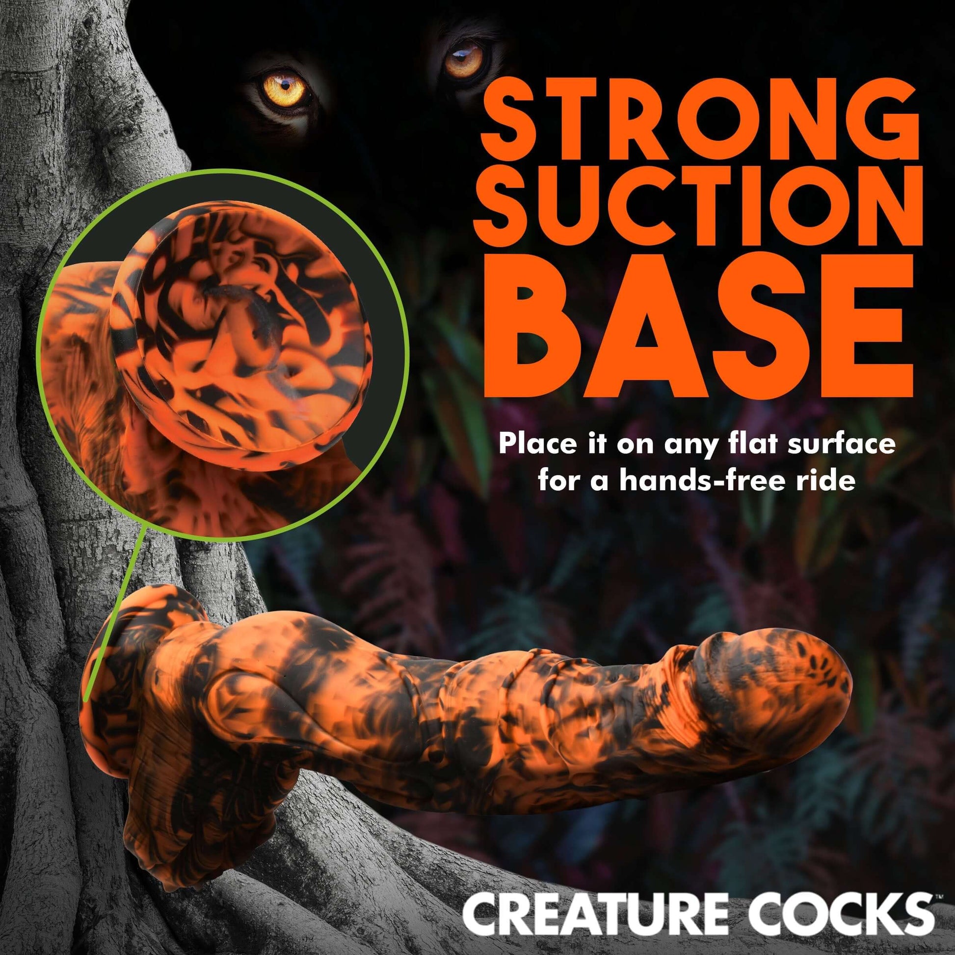 Creature Cocks Sabretooth Silicone HUGE Dildo With Suction Cup Orange/Black