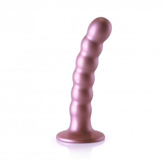 Beaded Silicone G-Spot Dildo With Suction Cup 5 In. Rose Gold Shots Ouch!