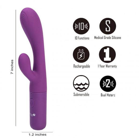 Silicone Rechargeable Rabbit Style Vibrator Rayla Dual Stimulation Vibe