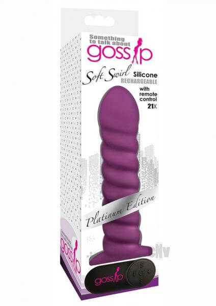 Soft Swirl 21FX Silicone Rechargeable Vibrating Dildo 7.5 In. Violet