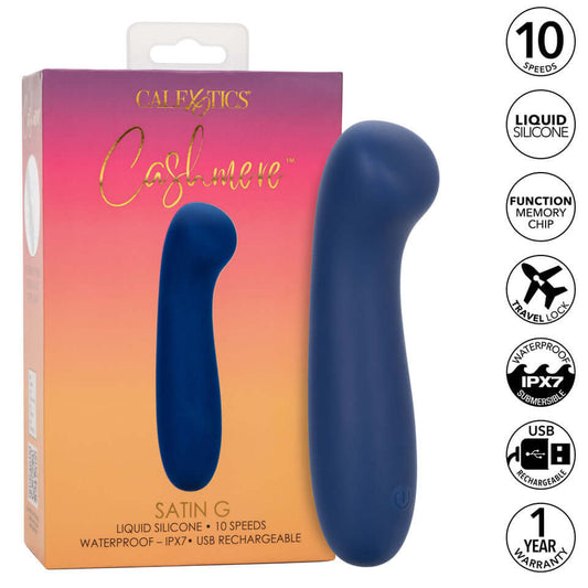 Silicone Rechargeable Waterproof G-Spot Vibrator Cashmere Satin G Blue