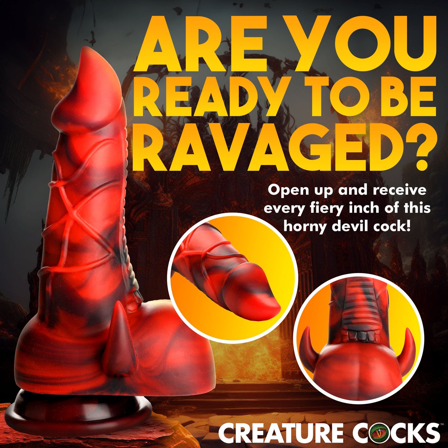 Creature Cocks Horny Devil Demon Silicone Dildo With Suction Cup