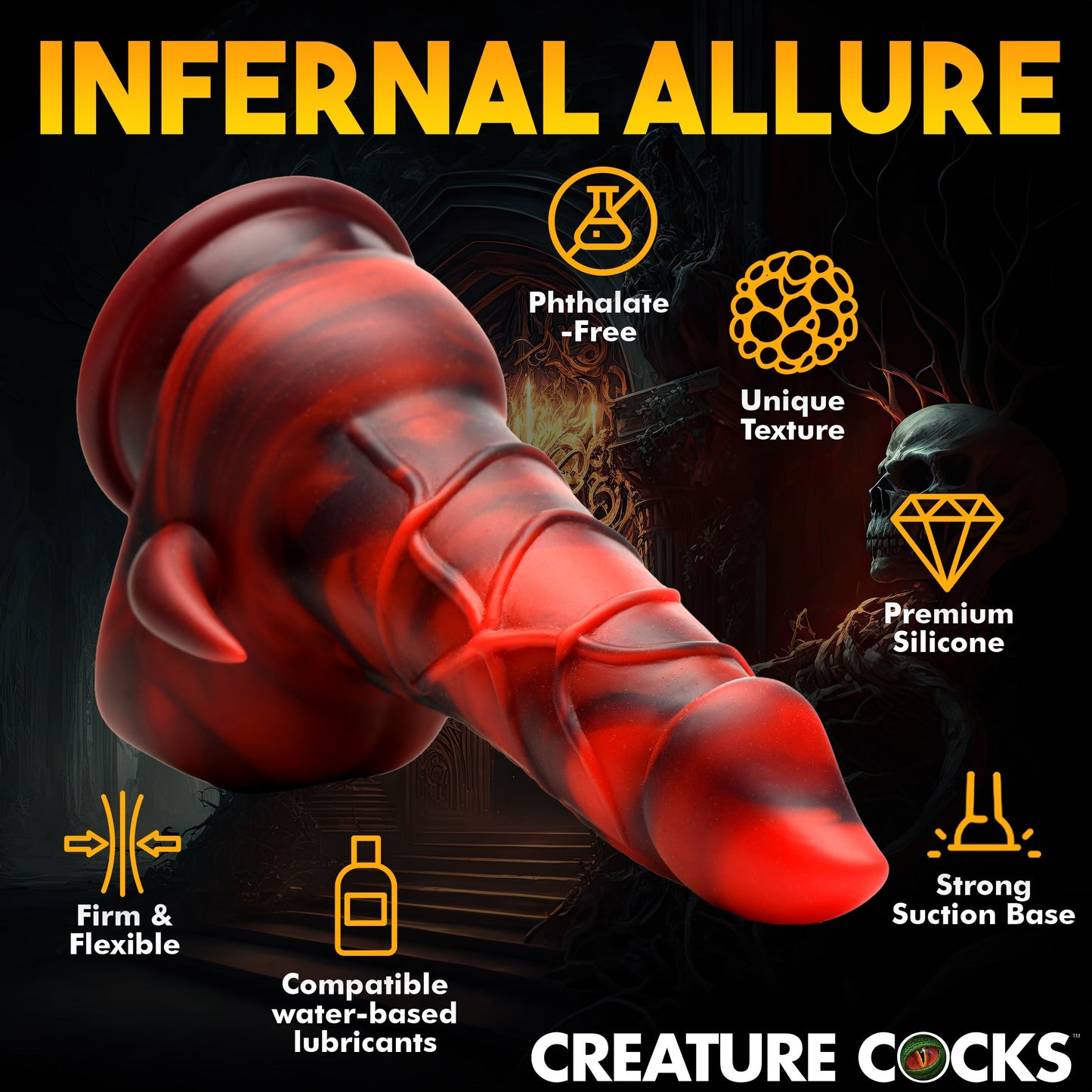 Creature Cocks Horny Devil Demon Silicone Dildo With Suction Cup