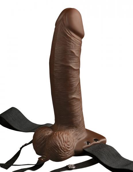 Fetish Fantasy Hollow Rechargeable Strap-On Dildo With Remote In. Brown
