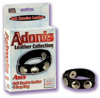 Leather Cock Ring Adonis Leather Collection Ares 5 Snap Ring Blk
