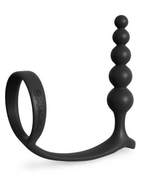 Silicone Cock Ring With Attached Anal Beads Anal Fantasy Ass-Gasm Black