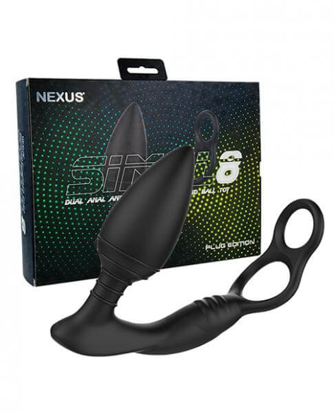 Vibrating Butt Plug W/Stretchy Ball & Cock Ring Nexus SIMUL8 Plug Edition