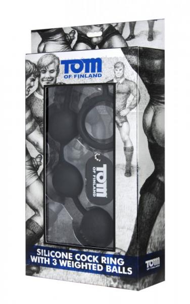 Silicone Cock Ring With 3 Weighted Anal Beads Tom Of Finland Black