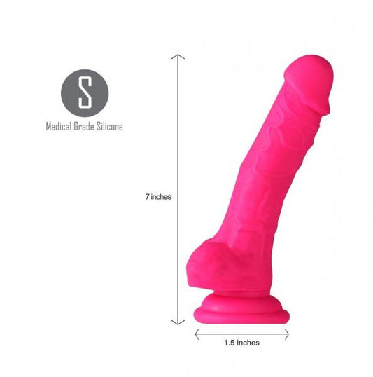 Billee Realistic Silicone Dildo With Suction Cup  7 In. Neon Pink