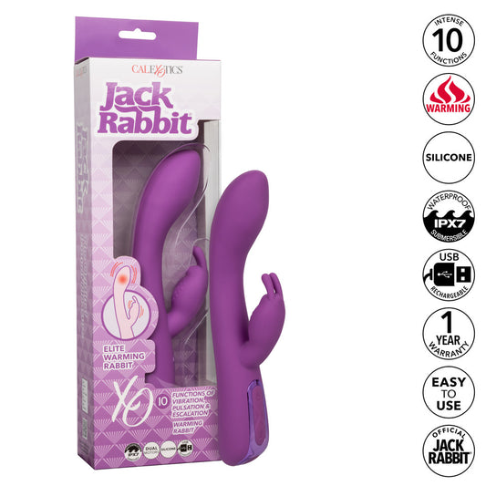 Warming Silicone Rabbit Vibrator Rechargeable Jack Rabbit Elite Purple