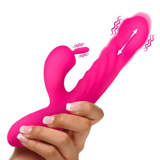 Rechargeable Thrusting And Vibrating Silicone Rabbit Vibrator Pink