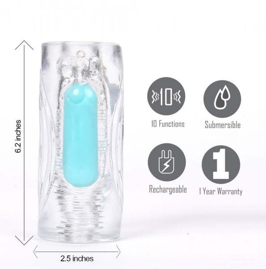 Male Masturbation Sleeve Stroker With Rechargeable Bullet Aster Clear