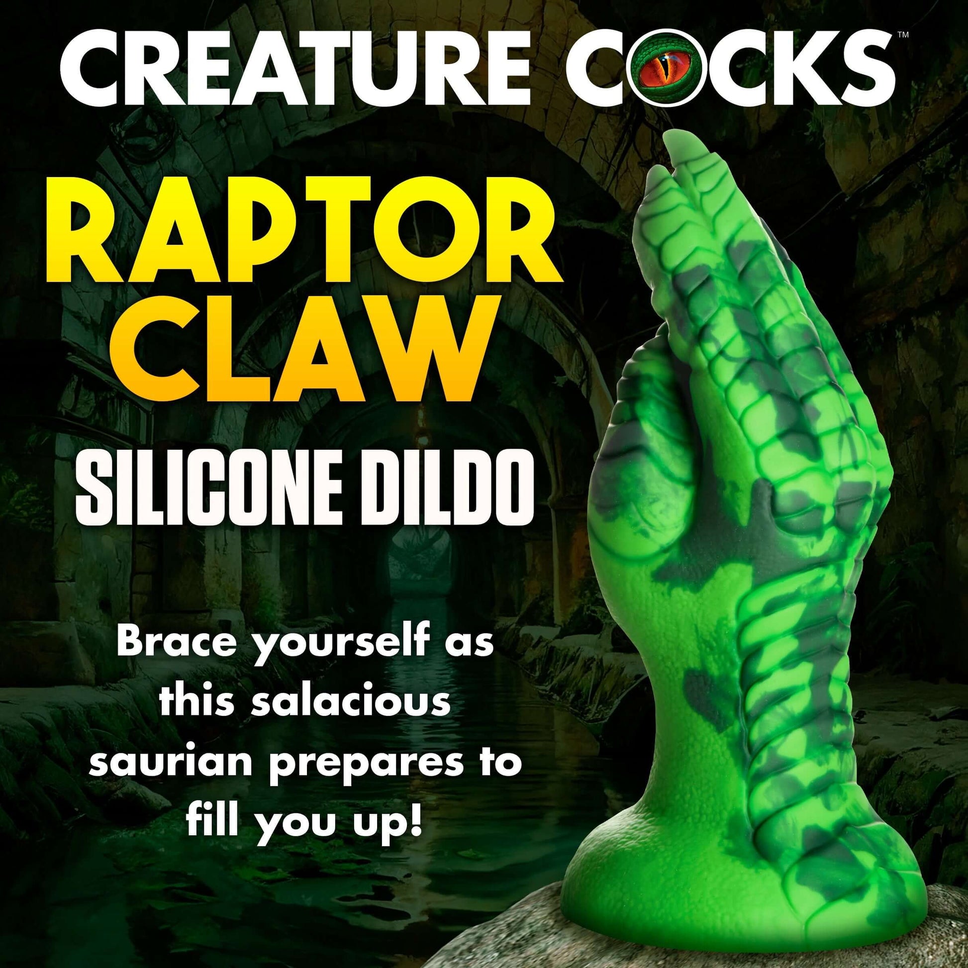 Raptor Claw Fisting Silicone Dildo With Suction Cup Green
