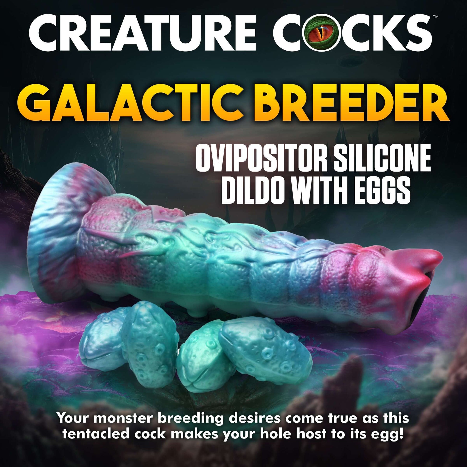 Galactic Breeder Ovipositor Silicone Dildo With Eggs