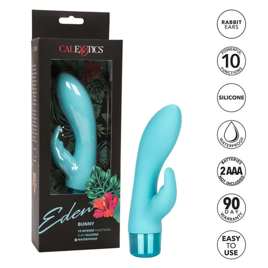 Eden Bunny Silicone Rabbit Vibrator 10 Functions G-Spot Blue