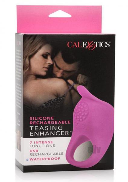 Rechargeable Silicone Teasing Enhancer Cock Ring Pink