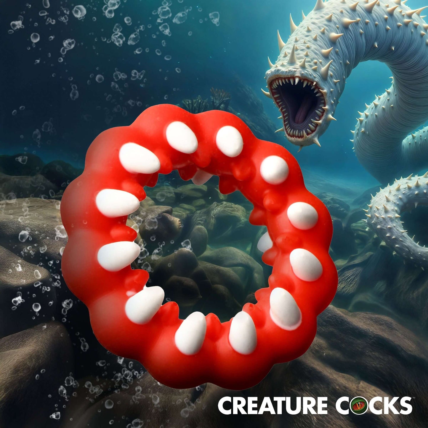 Creature Cocks Creature Silicone Cock Ring Stretchy Red & White