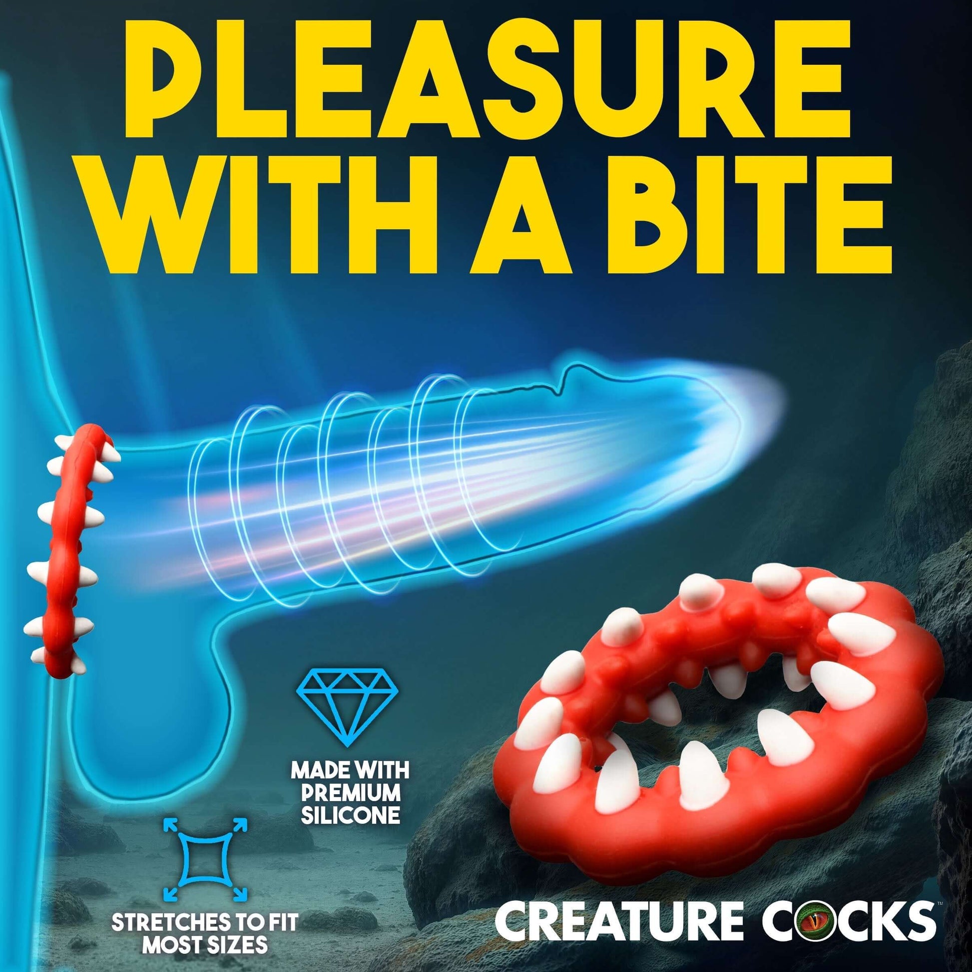 Creature Cocks Creature Silicone Cock Ring Stretchy Red & White