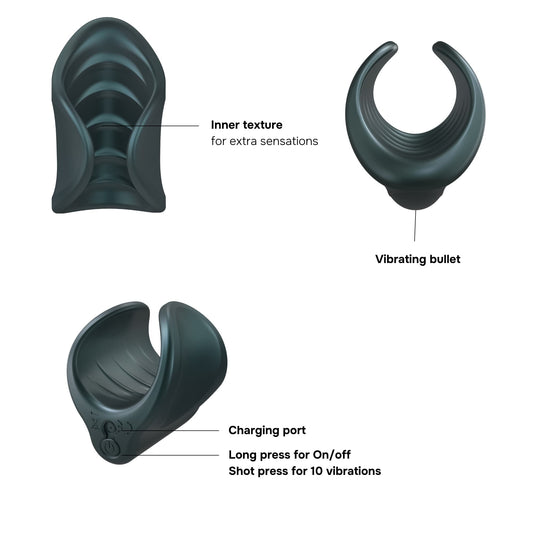 Silicone Vibrating Masturbator Sleeve MAN WAN Starter Travel Size Pine Grey