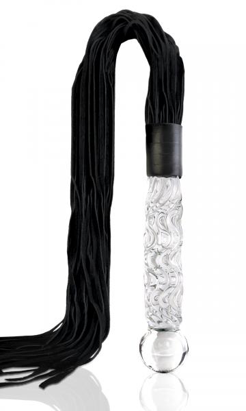 Leather Flogger With Glass Handle Cat O Nine Tails Whip Icicles No 38