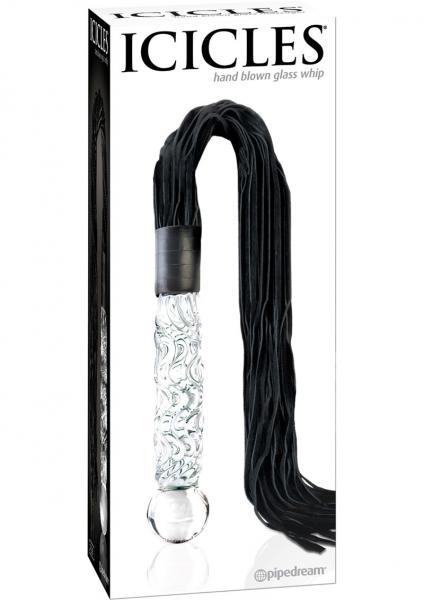 Leather Flogger With Glass Handle Cat O Nine Tails Whip Icicles No 38