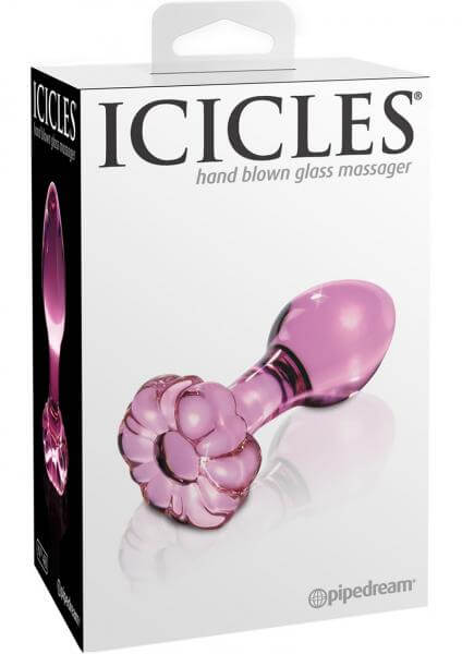 Glass Butt Plug Temperature Play Icicles No 48 Pink 3 Inches