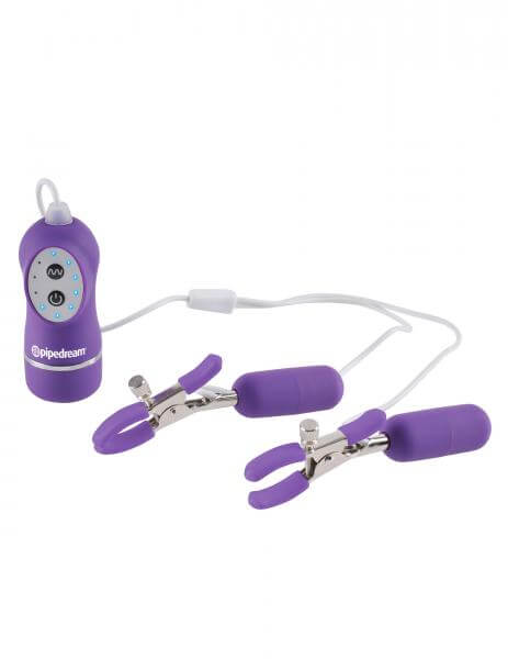 Vibrating Nipple Clamps Adjustable Fetish Fantasy Purple