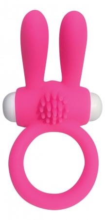 Waterproof Vibrating Cock Ring Vibrator Neon Rabbit Pink