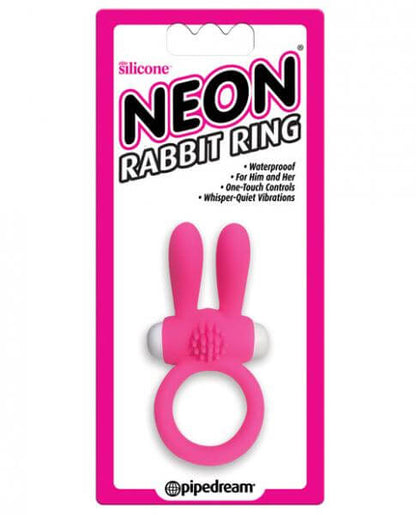 Waterproof Vibrating Cock Ring Vibrator Neon Rabbit Pink