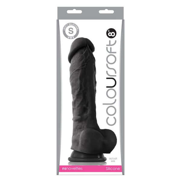 Silicone Realistic Dildo With Suction Cup ColourSoft 8 Inches Black