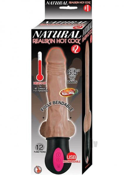 Rechargeable Vibrating Dildo Heats Up Fully Bendable Natural Realskin Hot Cock #2 Brown