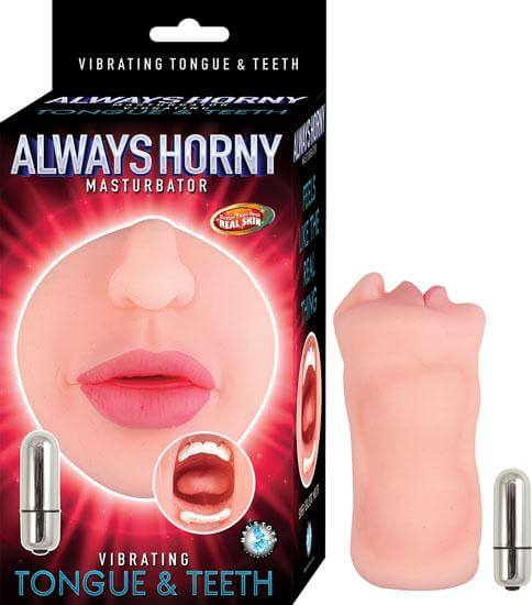 Always Horny Masturbator Vibrating Tongue & Teeth With Bullet Beige