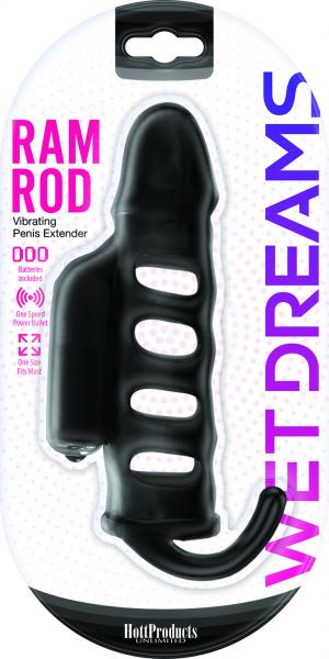 Vibrating Penis Sleeve With Power Bullet Ram Rod Black