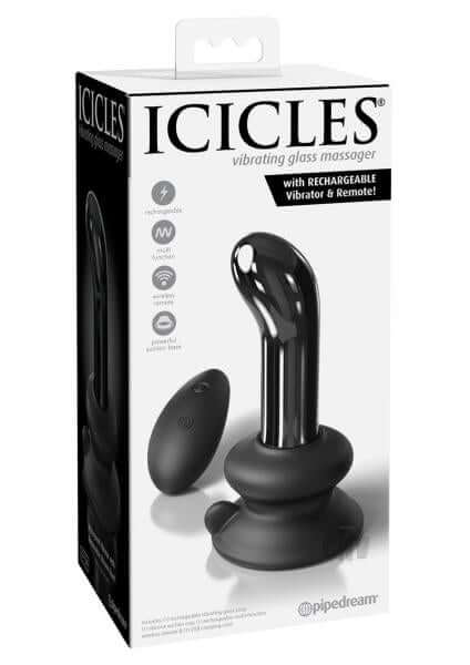 Rechargeable Vibrating Glass Butt Plug With Remote Icicles No 84