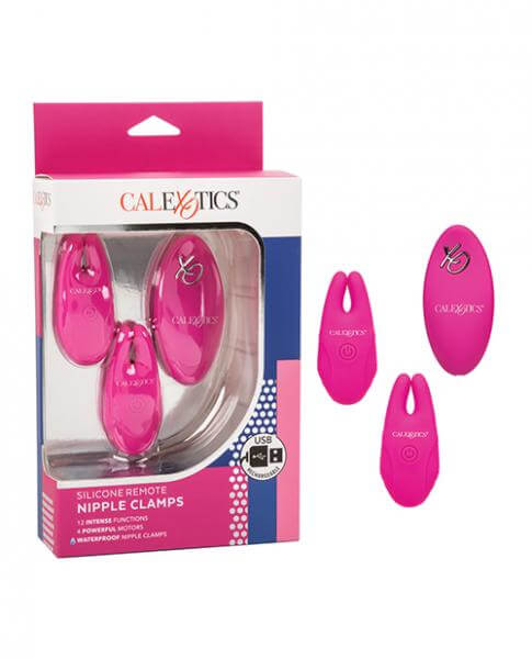 Waterproof Rechargeable Silicone Nipple Clamps BDSM W/Remote Pink