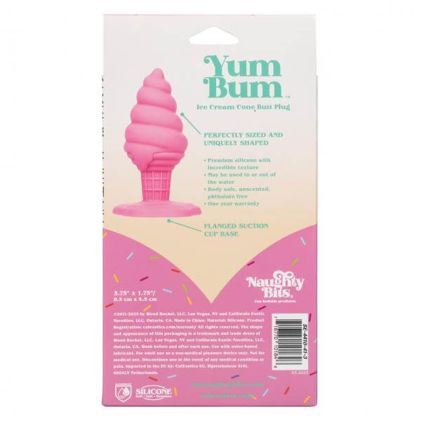 Silicone Butt plug Ice Cream Naughty Bits Yum Bum Anal Plug 3.75 In. Pink