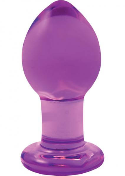 Glass Butt Plug Crystal Anal Play Medium 3 In. Purple