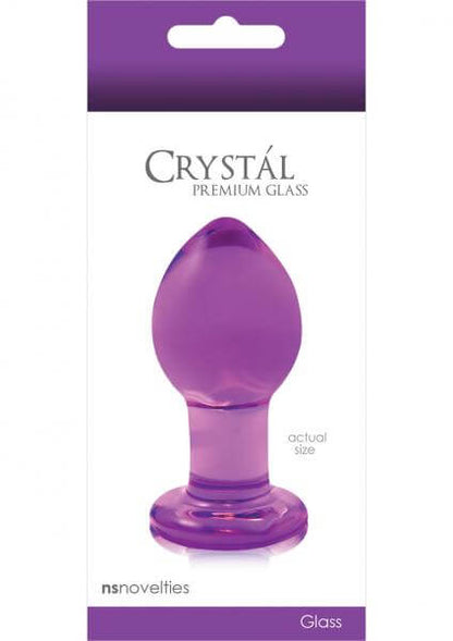 Glass Butt Plug Crystal Anal Play Medium 3 In. Purple