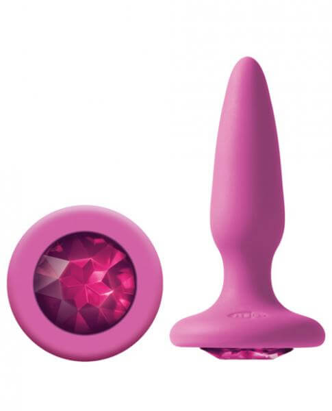 Silicone Tapered Butt Plug Glams Mini Pink Gem 3.3 In