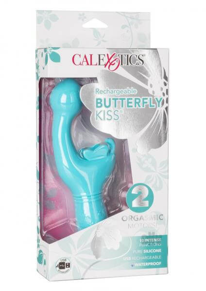 Rechargeable G-Spot Silicone Vibrator Butterfly Kiss Blue