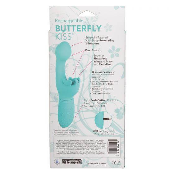 Rechargeable G-Spot Silicone Vibrator Butterfly Kiss Blue