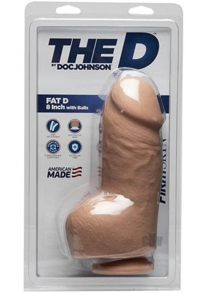 Large Thick Girth Dildo With Suction Cup The D Fat W/Balls 8 In. Vanilla