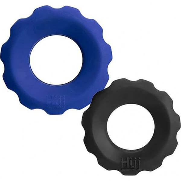 Hunky Junk Cock Ring 2 Size Double Pack Cobalt & Tar Pack of 2